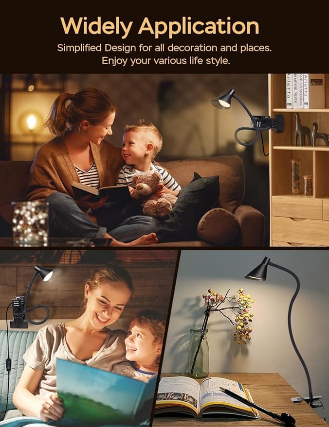 Clip on Light USB Reading Light, Eye Care Dimmable Reading Lamp 3 Color & 10 - Image 6