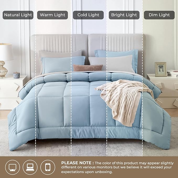 Sasttie Full Size Comforter Sets, 7 Pieces Reversible Bed in a Bag Full - Image 8