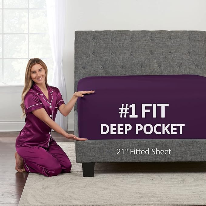 Queen Fitted Sheet Only Deep–Pocket – Extra Deep Pocket Queen Fitted Sheet – by DeaLuxeBedding