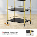 Salon Trolley Cart with Wheels, Esthetician Cart with 1 Drawer & 2 Trays - Image 7