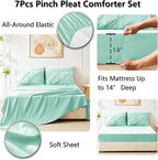CozyLux King Size Comforter Set Mint Green, 7 Pieces Pintuck Bed in A Bag Green - Image 6