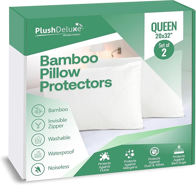 Premium Waterproof Pillow Protector Covers by PlushDeluxe