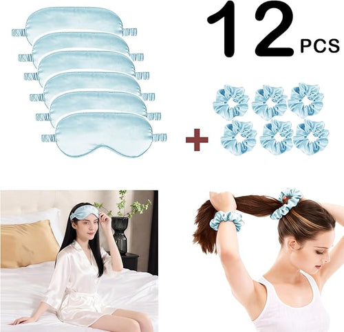 12Pcs Silk Sleep Masks Satin Eye Mask Silky Eyes Cover Blindfold Eyeshade Hair - Image 2