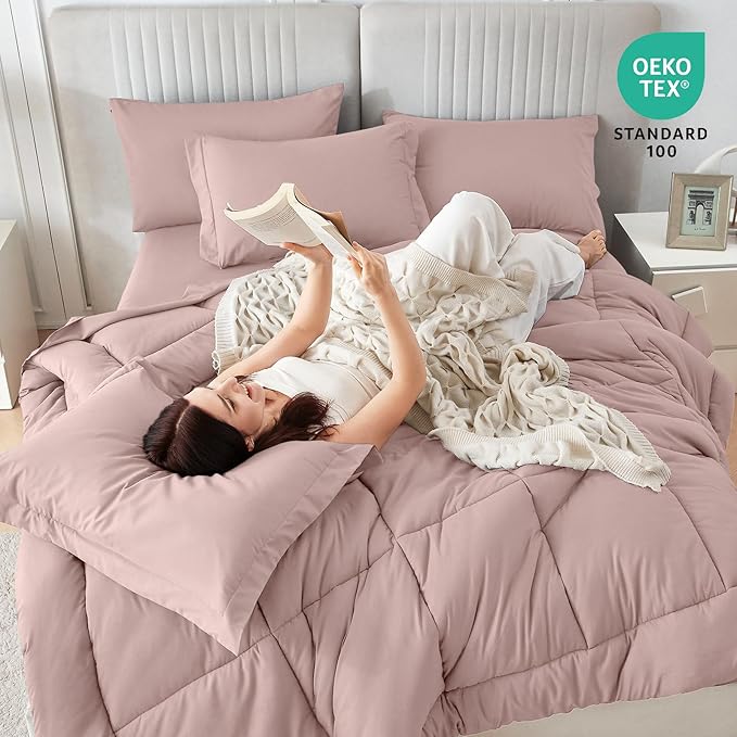 Sasttie Full Size Comforter Sets, 7 Pieces Bed in a Bag Full, Complete Bedding - Image 5
