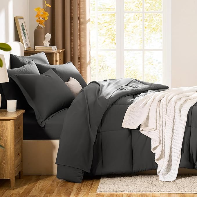 CozyLux Twin XL Comforter Set Dark Grey - Image 8