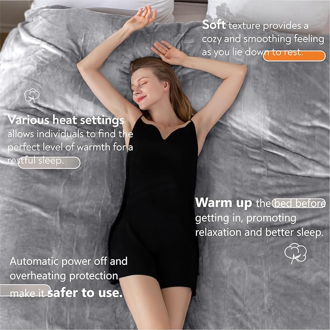 Wapaneus Heated Blanket Electric King Size 90"x100"-Dual Control - Image 2
