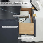 T4TREAM Fluted 3 Drawers Nightstand, Oversized Extra Large Modern Side Table - Image 5