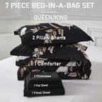 Yogeneg 7 Piece Bed in a Bag Queen Comforter Set Botanical Floral Bedding Set - Image 6