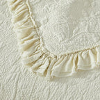 Brandream Cream Yellow White Quilt Set Queen Size Cotton Matelasse Bedding - Image 8