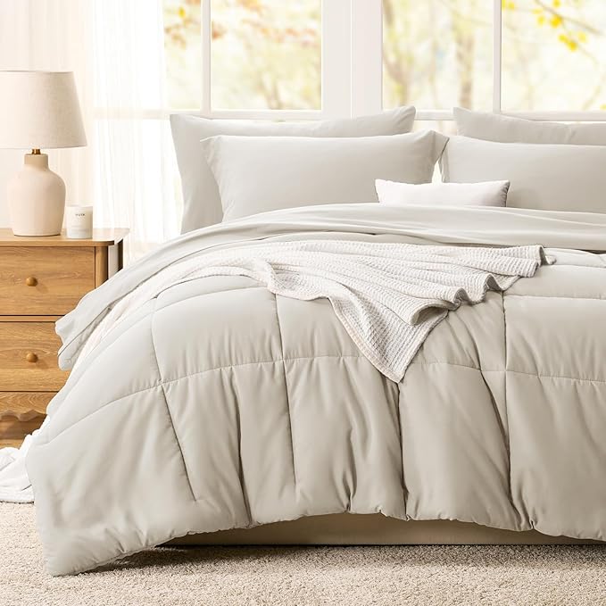 CozyLux Twin XL Comforter Set Beige - Image 7