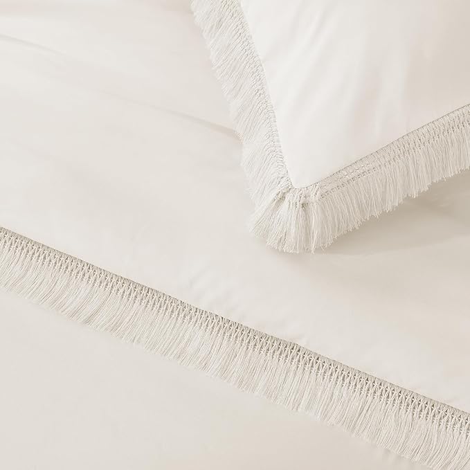 Andency Comforter Full Size Set Beige, 3 Pieces Boho Tassel Lightweight Bedding - Image 9