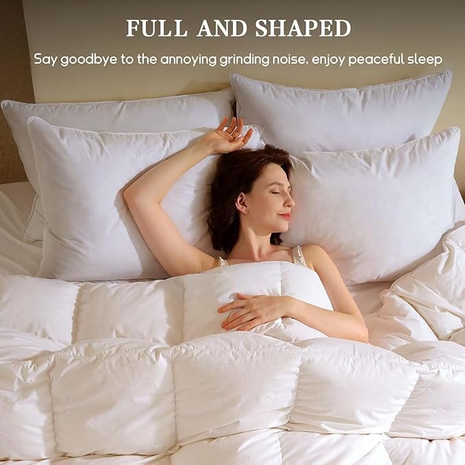 BHZ King Size Pillows Feather Down Set of 2 Hotel My King Pillows Bed Goose - Image 6