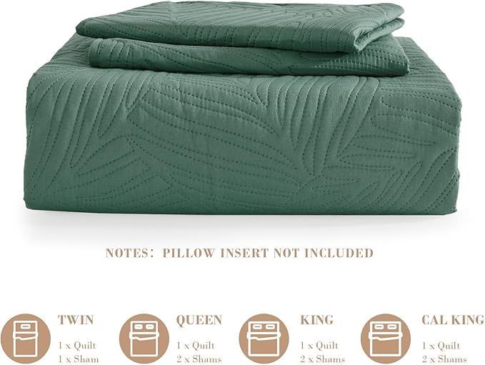 Exclusivo Mezcla King Size Quilt Bedding Set, Lightweight Green Quilts King Size - Image 6