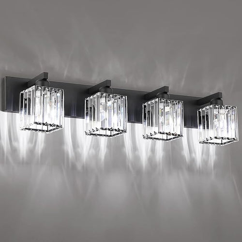 Aipsun Black Light Fixtures Bathroom Vanity Light Crystal Modern Vanity Light - Image 2