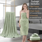 8-Piece Green Bath Towels Set, 2 Oversized Large Bath Towels Sheet, 2 Hand - Image 6