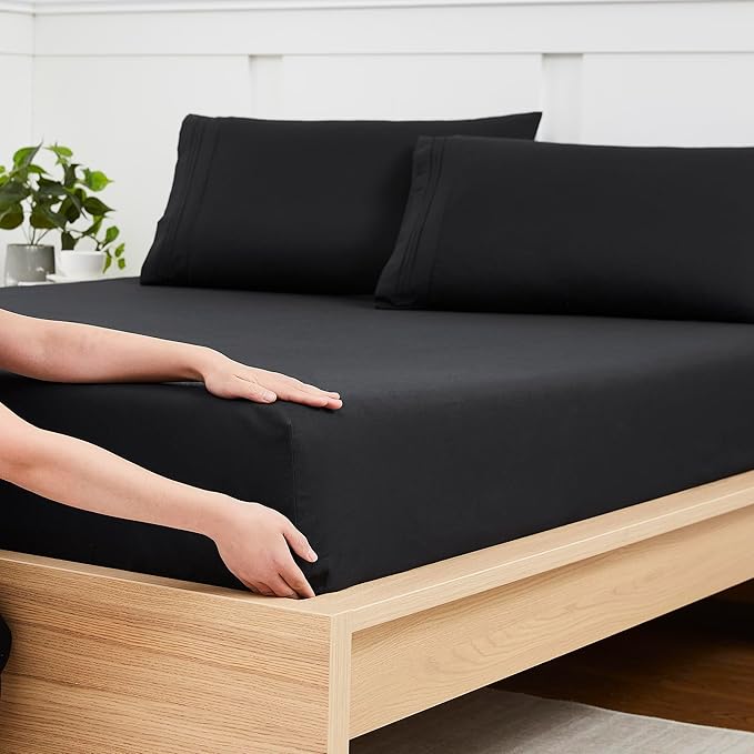 Twin Fitted Sheet Only with Full Elastic & Built in Corner Sheet Straps to by SweetHomeCollection