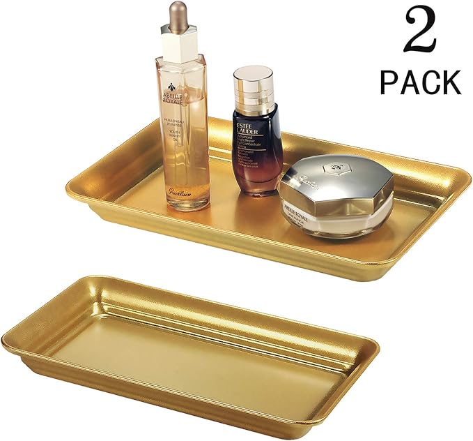 Vintage Farmhouse Decor Metal Vanity Tray, Countertop Guest Hand Towel Storage - Image 2