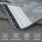 DJY Gray Quilt Set Queen Size Boho Striped Patchwork Bedspread Coverlet - Image 6
