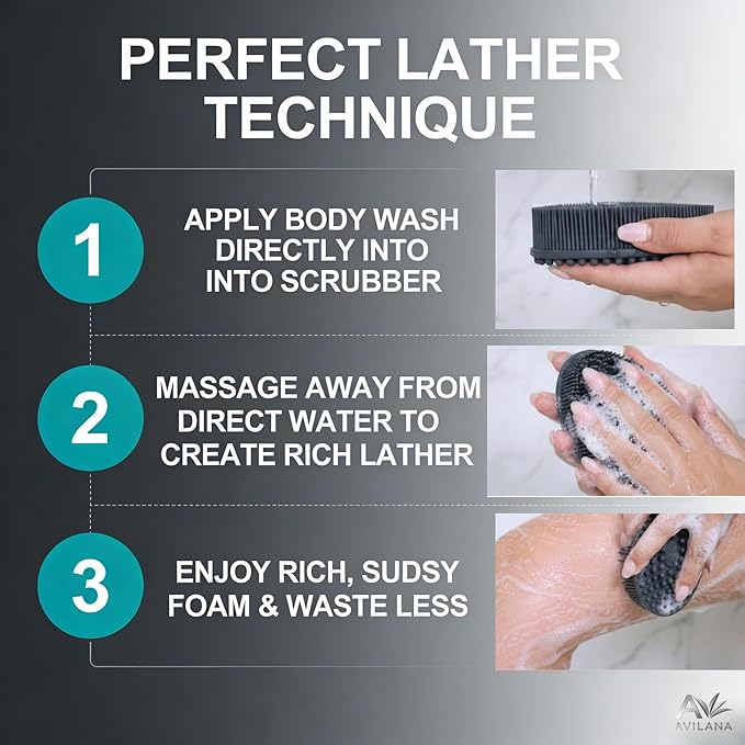 Avilana Silver Edition Body Scrubber and Face Brush Set - Image 8