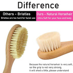 Facial Cleansing Brush, Natural Horsehair Exfoliator Face & Body Brush Wooden - Image 3