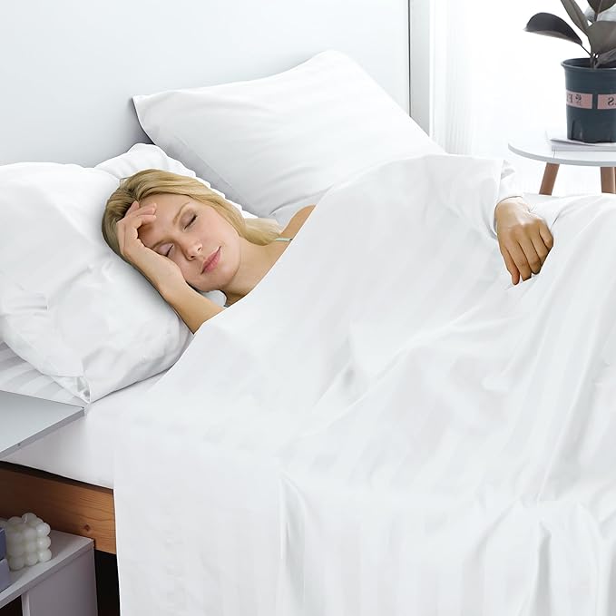 Cotton Twin Flat Sheet Only, 600 Thread Count 100% Egyptian Cotton Top Sheet - Image 6