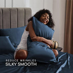 MR&HM Satin Bed Sheets with Elastic Corner Straps, Full Size Sheets Set - Image 3