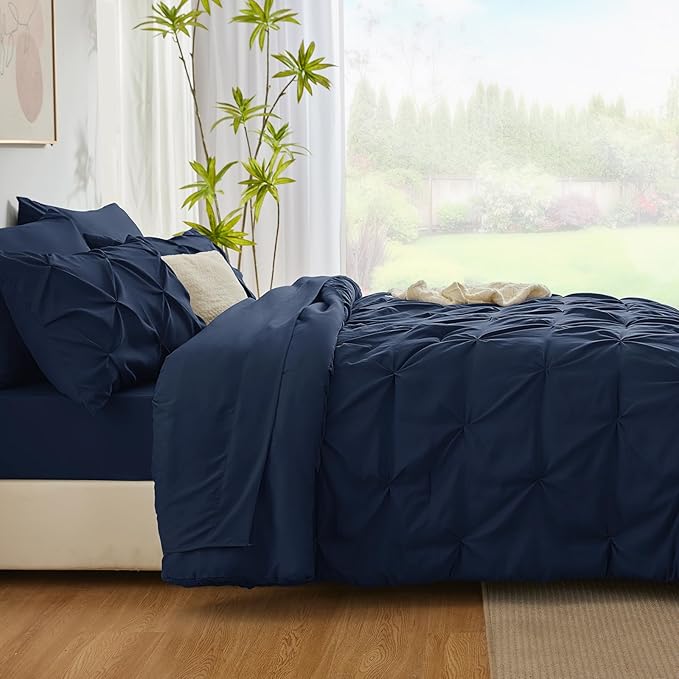 CozyLux Oversized King Comforter Sets Navy Blue, 7 Pieces Oversized King - Image 9