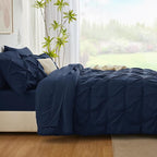 CozyLux California King Comforter Set Navy Blue - Image 9