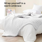 YnM Knitted Weighted Blanket, Hand Made Chunky Knit Weighted Throw Blanket - Image 3