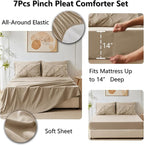 CozyLux Queen Comforter Set Taupe, 7 Pieces Pintuck Bed in A Bag, Premium Taupe - Image 5