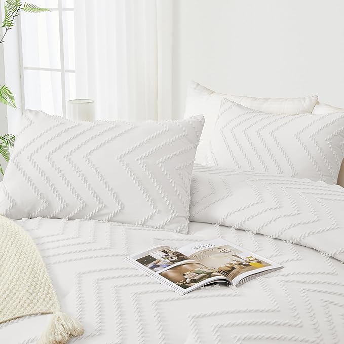 Andency White Comforter King Size, Boho Soft Fluffy Warm Lightweight Bedding - Image 4