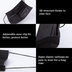 Borje 200 PCS Black Disposable Face Mask 3 Ply Protection Face Masks - Image 4