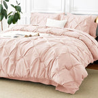 CozyLux King Size Comforter Set Peach Pink, 7 Pieces Pintuck Bed in A Bag Pink - Image 9