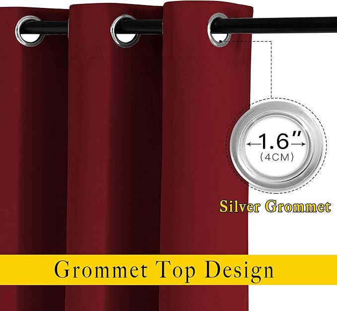 NICETOWN Burgundy Red Blackout Draperies Curtains - Image 3