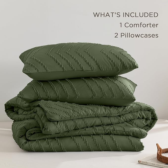 Andency Olive Green Comforter Set King Size, Boho Soft Fluffy Warm Lightweight - Image 6