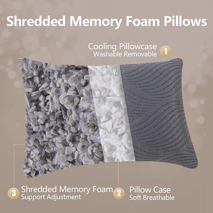 King Size Pillows Set of 2 Cooling Memory Foam Pillows - Image 2