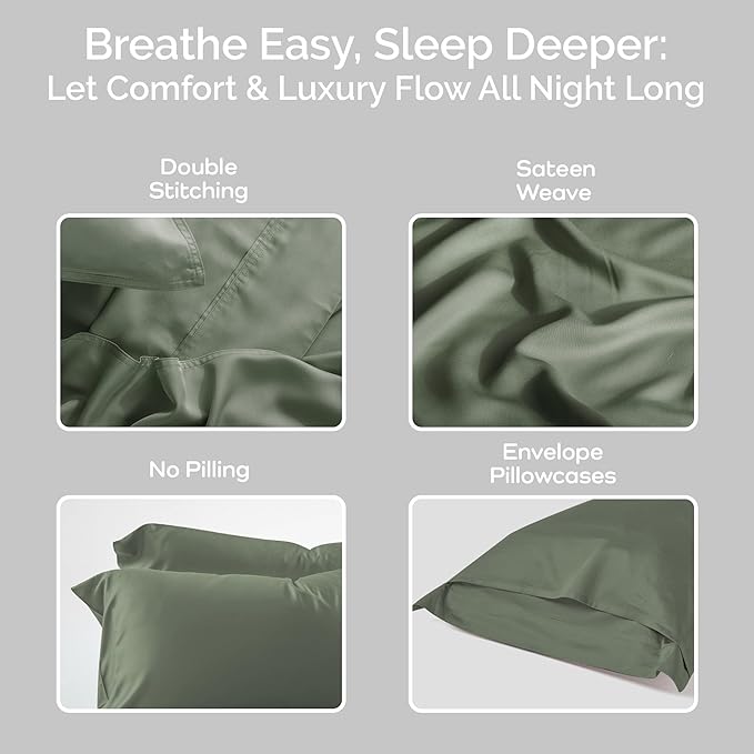 Pillow Cases Queen Size Set of 2 Pillowcases 100% Viscose from Bamboo Cooling - Image 4