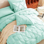 CozyLux Full Size Comforter Sets Mint Green, 7 Pieces Pintuck Bed in A Bag - Image 4