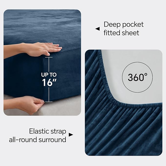 BEDELITE Flannel Sheets Twin Size Navy - Image 4
