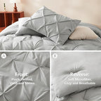 CozyLux Twin XL Comforter Set Light Grey, 5 Pieces Twin Extra Long Pintuck Bed - Image 3