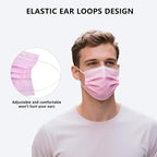 akgk 100PCS Pink Disposable Face Masks, 3-Ply Breathable Pink Face Mask - Image 5