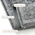 Blue 8x10 Area Rug Non Slip Large Vintage Living Room Distressed Machine - Image 3