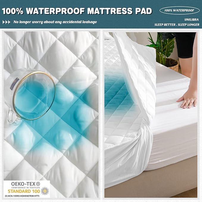 UNILIBRA Twin Mattress Cover Waterproof, Deep Pocket Mattress Pad Protector - Image 2