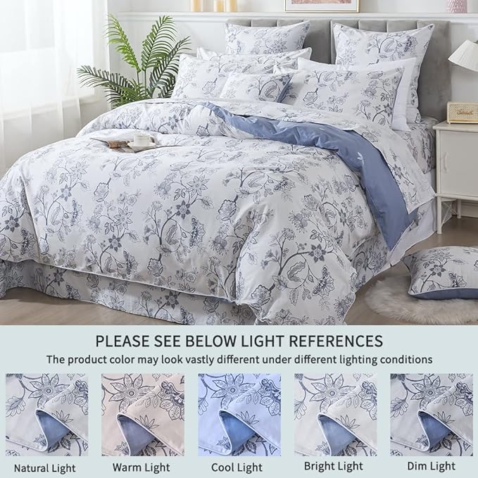 FADFAY Duvet Cover Set King/Cal King Floral Bedding Percale Cotton 600 TC - Image 5