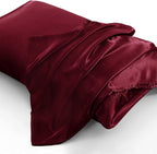 Aormenzy Satin Pillow Cases for Women Standard Size Set of 2, Burgundy Satin - Image 3