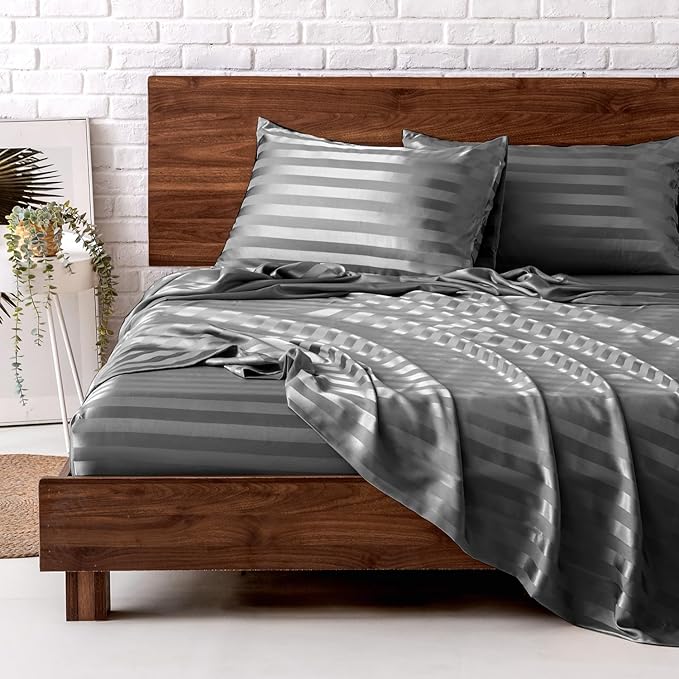 MR&HM Satin Bed Sheets, Full Size Sheets Set by MRHM