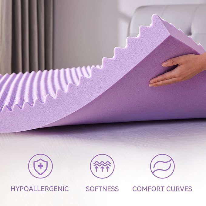 SINWEEK 3 Inch Egg Crate Memory Foam Mattress Topper Queen Size, Soft Mattress - Image 4