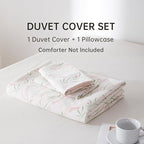BOLINLIVING Pink Floral Duvet Cover Twin Size, Kids Girls Botanical Leaf Spring - Image 9