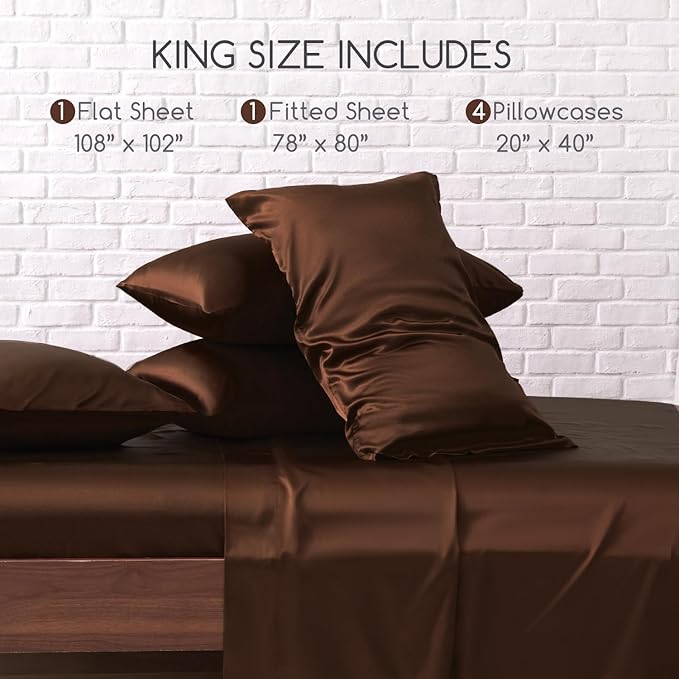 MR&HM Satin Bed Sheets, King Size Sheets Set - Image 2