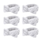 Casoty 6 Pcs Grey Spa Headband, Bow Hair Band, Soft Coral Fleece Makeup Headband by Casoty
